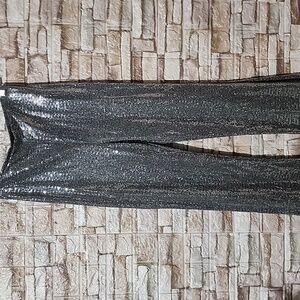JLuxLabel Brand New Silver Sequin Flared Pants